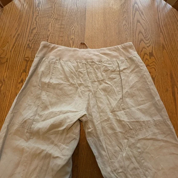 Eileen Fisher 100% Organic Linen Wide Leg Crop Pants Pull On - Picture 2 of 11